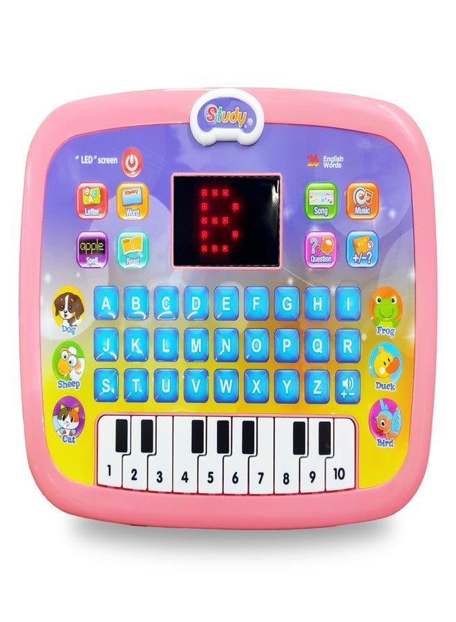 VGRASSP 2 in 1 Activity Learning Musical Piano Toy for Kids with LED Display, Alphabet-Numbers Study Modes and Quizzes - Interactive Early Education Tablet with Animal Buttons - Multicolor - Image 1